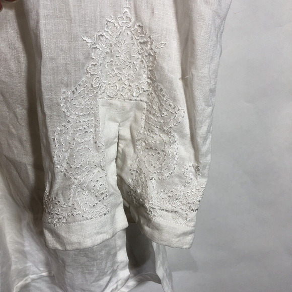 White Linen Embroidered Jacket and Tank Top Set Jaeger Lightweight Size 6 Y2K - Picture 4 of 13
